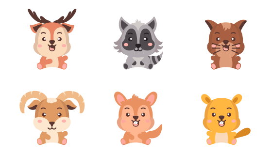 六个可爱的动物矢量素材(EPS/PNG)