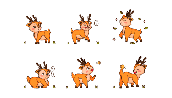 不同表情的小鹿矢量素材(EPS/PNG)