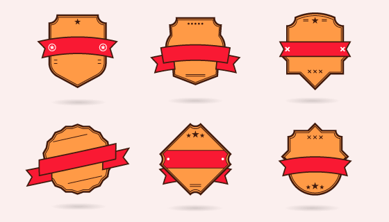 六个复古风格的标签/徽章矢量素材(EPS/PNG)