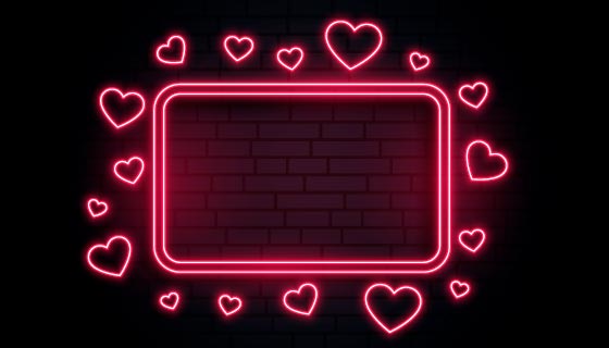 红色爱心霓虹灯留言板矢量素材(EPS)