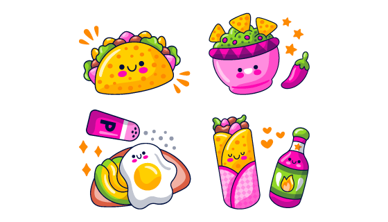 手绘可爱的食物矢量素材(AI/EPS/PNG)