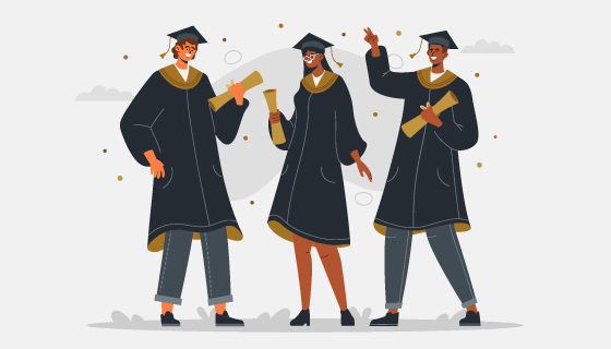 开心的毕业生插画矢量素材(AI/EPS)