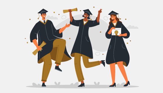 开心的毕业生插画矢量素材(AI/EPS)