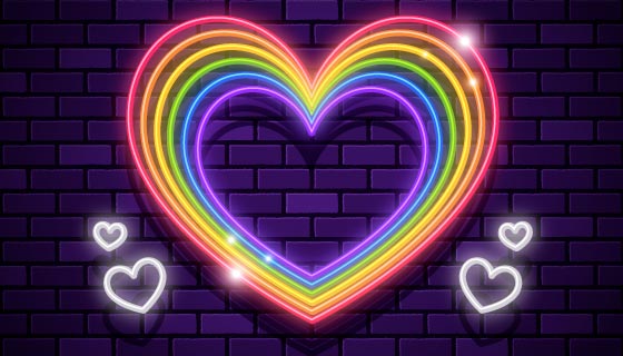 多彩的霓虹灯爱心矢量素材(AI/EPS)