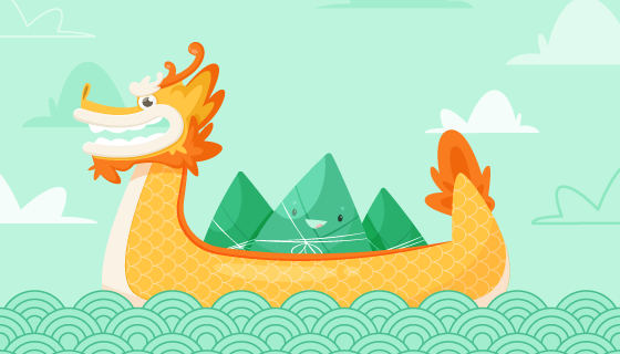 载着粽子的龙舟端午节矢量素材(AI/EPS)