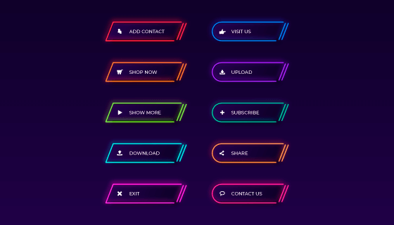 多彩的霓虹灯按钮矢量素材(AI/EPS)