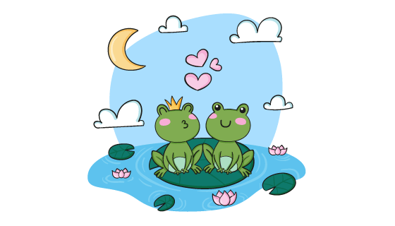 荷叶上示爱的青蛙矢量素材(AI/EPS)