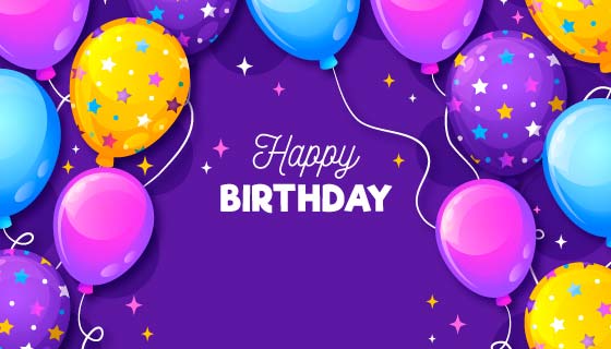 多彩气球生日快乐背景矢量素材(AI/EPS)