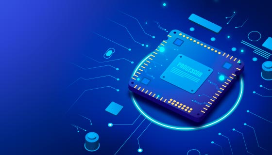 蓝色芯片科技背景矢量素材(AI/EPS)