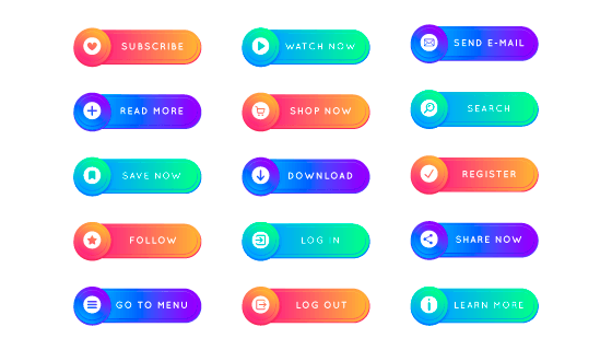 渐变风格立体按钮矢量素材(AI/EPS/PNG)
