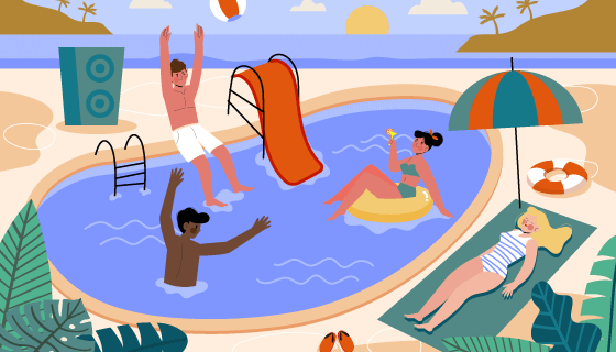 享受夏天的人们矢量素材(AI/EPS)