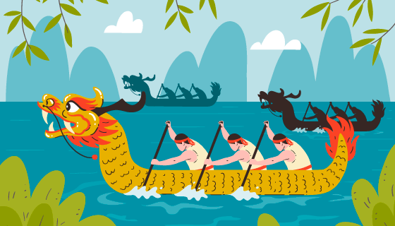 端午节龙舟比赛矢量素材(AI/EPS)