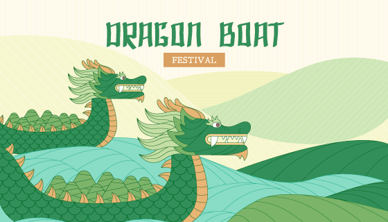 手绘风格端午节龙舟矢量素材(AI/EPS)