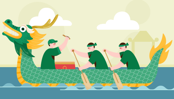 端午节龙舟比赛矢量素材(AI/EPS)