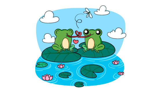 荷叶上示爱的青蛙矢量素材(AI/EPS)