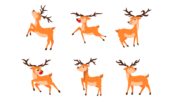 不同姿势的小鹿矢量素材(EPS/PNG)