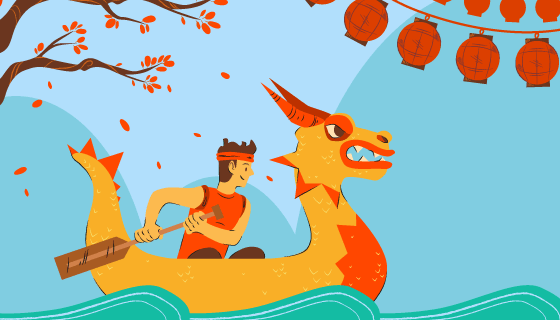 端午节龙舟比赛矢量素材(AI/EPS)