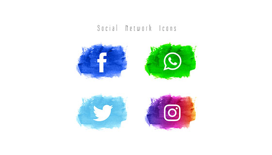 4个水彩社会化图标矢量素材(EPS)