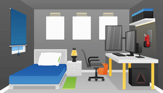 扁平风格的卧室矢量素材(AI/EPS)