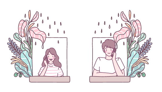 手绘风格通话的情侣矢量素材(EPS)