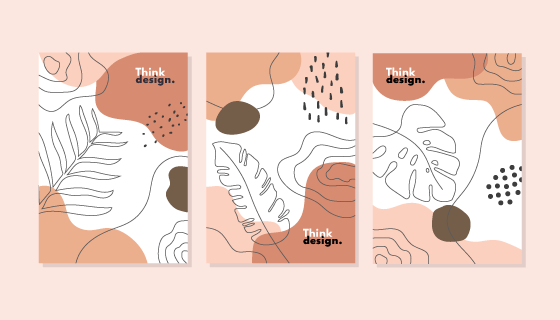 三张抽象叶子封面矢量素材(AI/EPS)