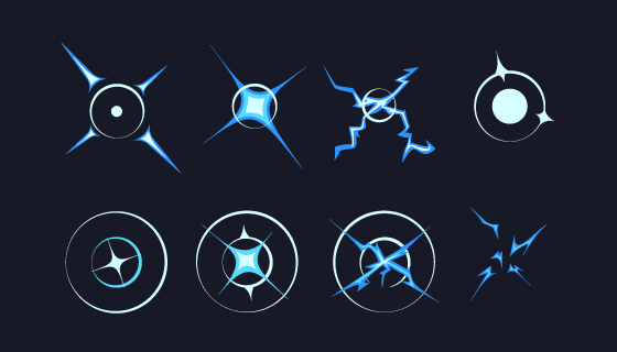 八个生动的闪电元素矢量素材(AI/EPS/PNG)