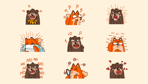 富有感情的动物矢量素材(EPS/PNG)
