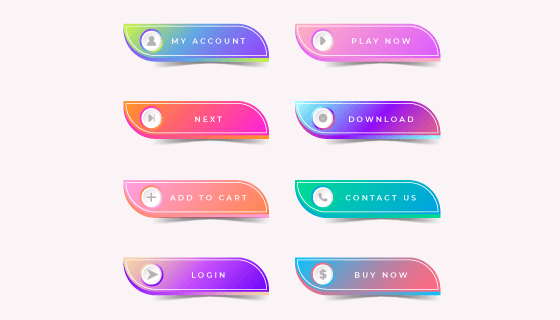 3D立体渐变按钮矢量素材(AI/EPS/PNG)