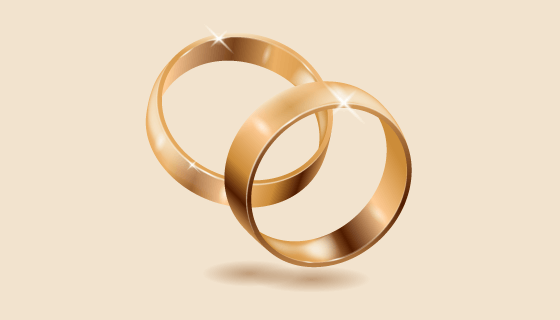 逼真的金色结婚戒指矢量素材(AI/EPS)