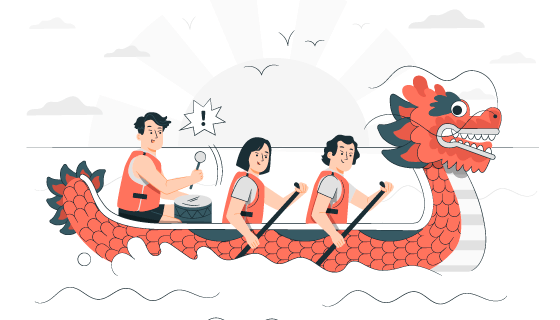 端午节划龙舟的人们矢量素材(AI/EPS)