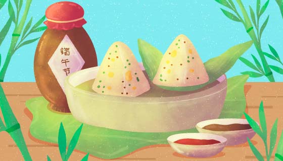 水彩风格的美味粽子矢量素材(AI/EPS)