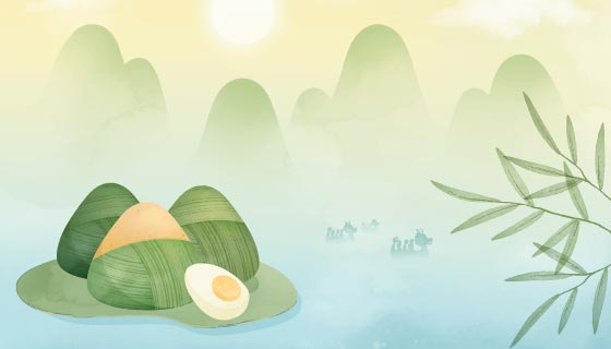 水彩风格端午节粽子背景矢量素材(AI/EPS)
