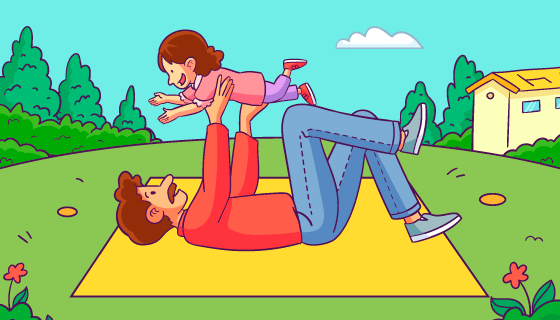 父女户外嬉戏设计父亲节矢量素材(AI/EPS)