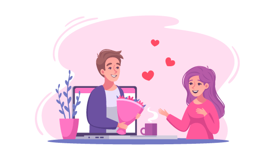 虚拟在线约会插画矢量素材(EPS)
