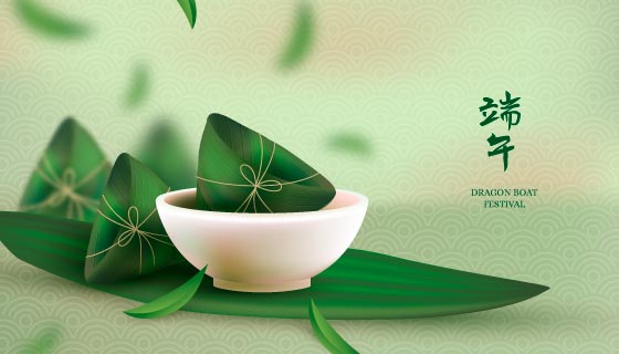 逼真的端午节粽子背景矢量素材(AI/EPS)