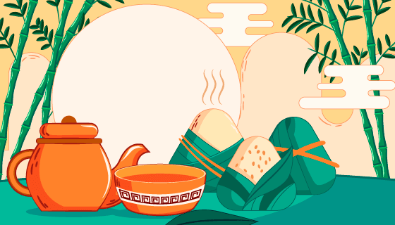 手绘风格端午节粽子背景矢量素材(AI/EPS)