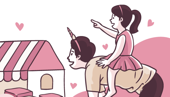 给女儿当马骑的爸爸父亲节矢量素材(AI/EPS)