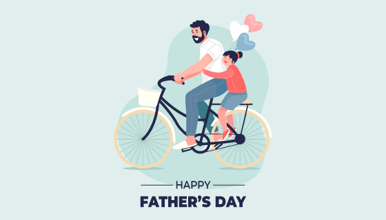 骑自行车载着女儿的父亲矢量素材(AI/EPS)