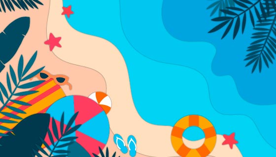 俯视角度夏日海滩背景矢量素材(AI/EPS)