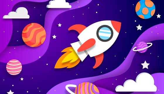 多彩卡通的银河太空背景矢量素材(AI/EPS)