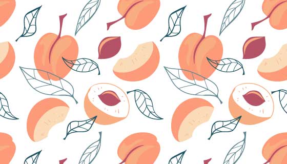 手绘桃子图案背景矢量素材(AI/EPS)