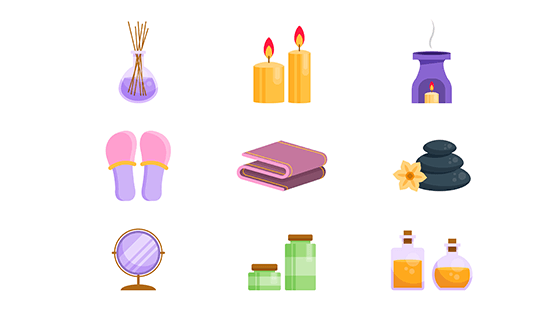 9个水疗温泉元素矢量素材(EPS/AI)