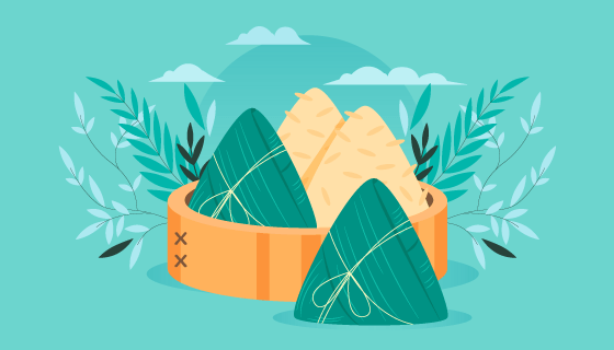 扁平风格的端午节粽子背景矢量素材(AI/EPS)