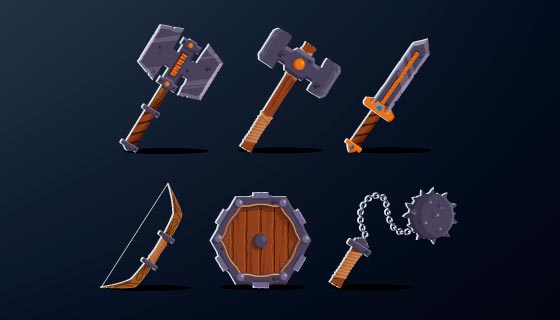 六个游戏装备矢量素材(EPS)