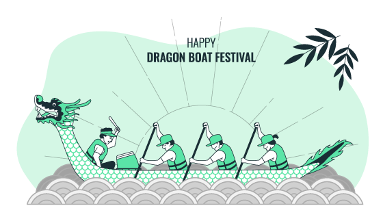 扁平风格端午节龙舟比赛矢量素材(AI/EPS)