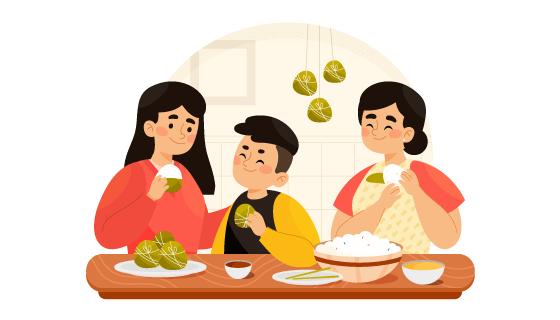 一家人开心吃粽子矢量素材(AI/EPS)