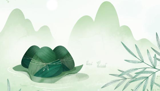 手绘水彩风格端午节粽子背景矢量素材(AI/EPS)