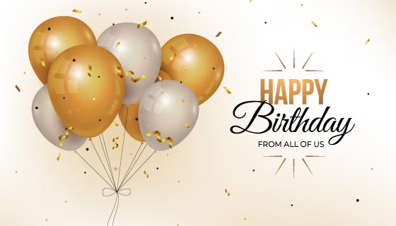 金色气球设计生日快乐背景矢量素材(AI/EPS)