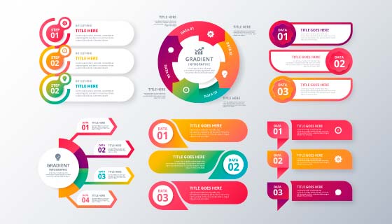 渐变多彩的图表元素矢量素材(AI/EPS)