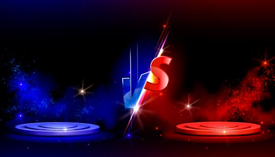 红蓝双方对抗VS银幕背景矢量素材(EPS)